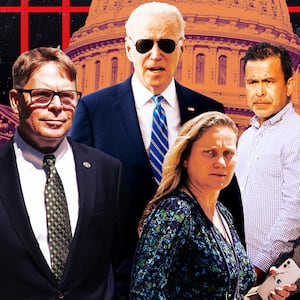A photo illustration of Joe Biden, Annie Tomasini, Kevin O'Connor, and Anthony Bernal.