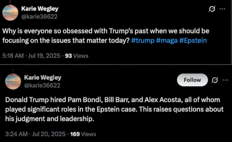 Two posts from the same X account.