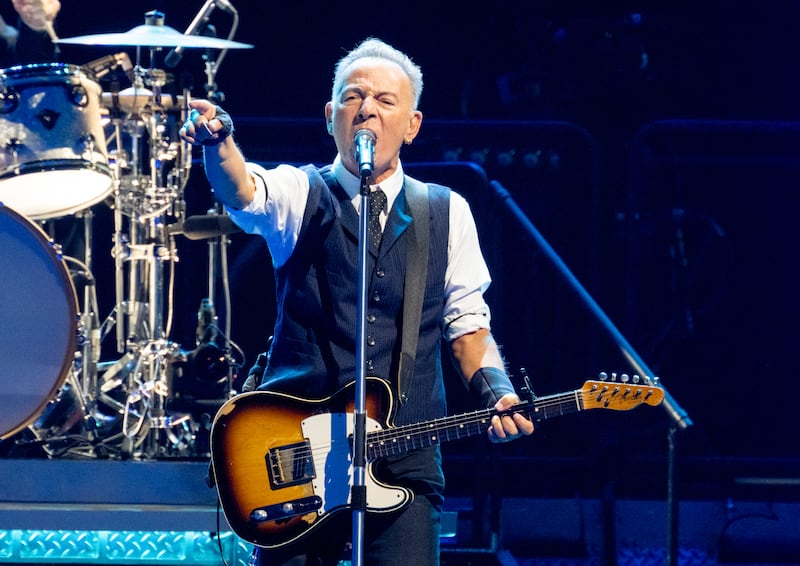Bruce Springsteen performs during the first night of his 'The Land of Hopes and Dreams' tour in Manchester, England.