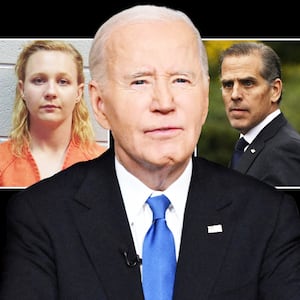 A photo illustration of Reality Winner, Joe Biden, and Hunter Biden.