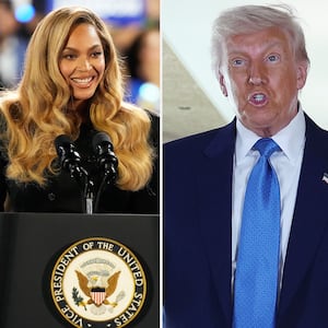 Beyonce, Donald Trump, Bruce Springsteen photo split